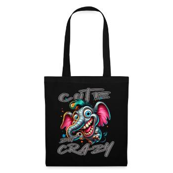 Style de bande dessinée éléphant mignon mais fou - Sac en tissu - noir - Devant