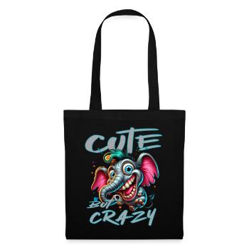 Style de bande dessinée éléphant mignon mais fou - Sac en tissu - noir - Devant