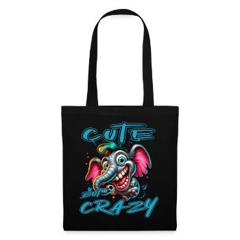 Style de bande dessinée éléphant mignon mais fou - Sac en tissu - noir - Devant