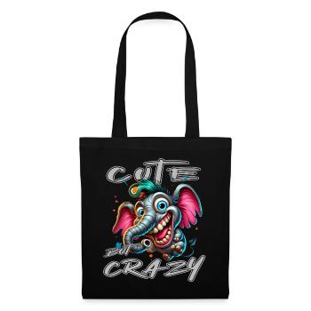 Style de bande dessinée éléphant mignon mais fou - Sac en tissu - noir - Devant