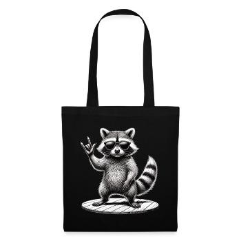 Rock Raccoon – Cool and Wild - Tote Bag - black - Front