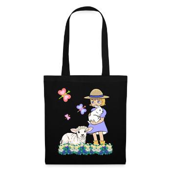 Children Child Girl Sheep Sheep Lamb Easter - Tote Bag - black - Front