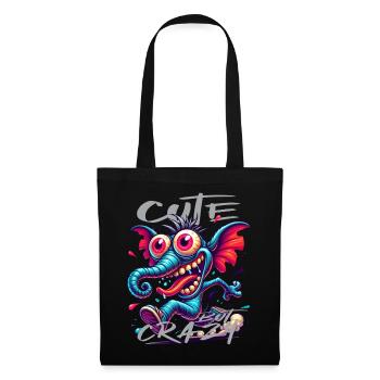 Style de bande dessinée éléphant mignon mais fou - Sac en tissu - noir - Devant