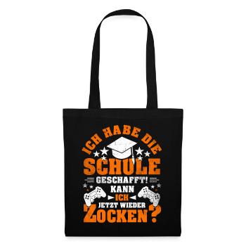 Abitur Abschluss Grundschule Realschule Geschenk - Stoffbeutel - Schwarz - Vorne