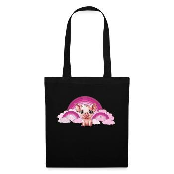 Porcelet arc-en-ciel Cochon Nuages célestes - Sac en tissu - noir - Devant