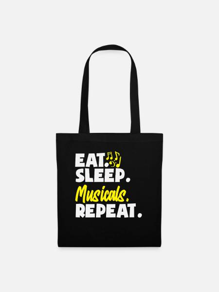 Musical Liebhaber: Eat Sleep Musicals Repeat - Stoffbeutel - Schwarz