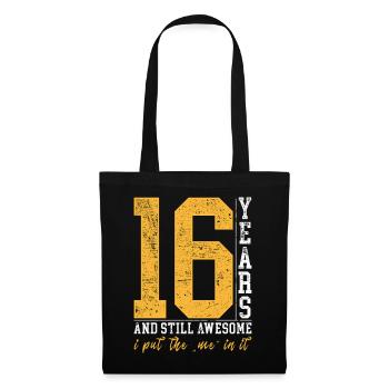 16 ans d’anniversaire cadeau enfants garçon fille - Sac en tissu - noir - Devant
