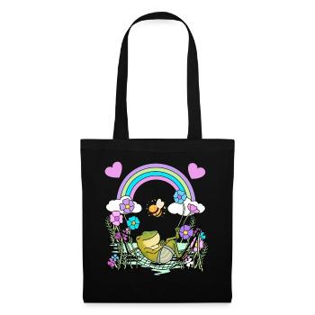 Grenouille Grenouilles Enfants Enfant - Sac en tissu - noir - Devant