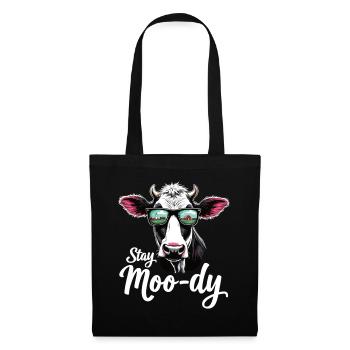 Stay Moo-dy Lustiges Kuh Tierliebhaber Bauernhof - Stoffbeutel - Schwarz - Vorne