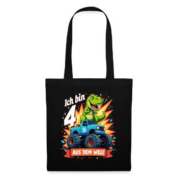 Dinosaur 4th Birthday Monster Truck - Tote Bag - black - Front