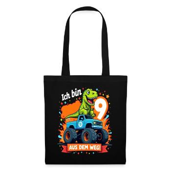 Dinosaur 9th Birthday Monster Truck - Tote Bag - black - Front
