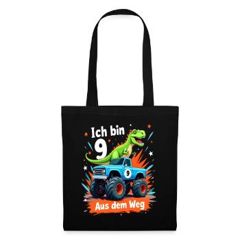 Dinosaur 9th Birthday Monster Truck - Tote Bag - black - Front