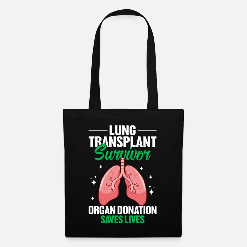 Lungentransplantation Überlebender Weißes Band Lungen - Stoffbeutel - Schwarz