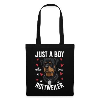 Just a Boy Who Loves Rottweiler - Stoffbeutel - Schwarz - Vorne