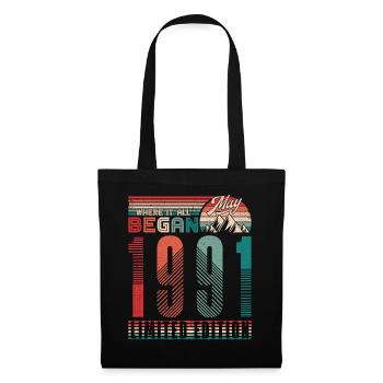 Anniversaire 1991 Vintage Mai Cadeau Rétro - Sac en tissu - noir - Devant