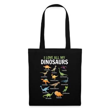T-Rex Dinosaur Lover - I love all my dinosaurs - Tote Bag - black - Front