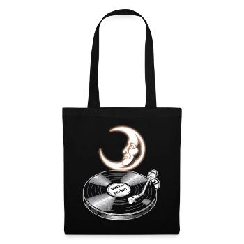 Musique vinyle avec lune - Sac en tissu - noir - Devant