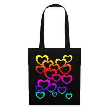 Colorful Hearts Gradient Rainbow Heart Icon - Tote Bag - black - Front