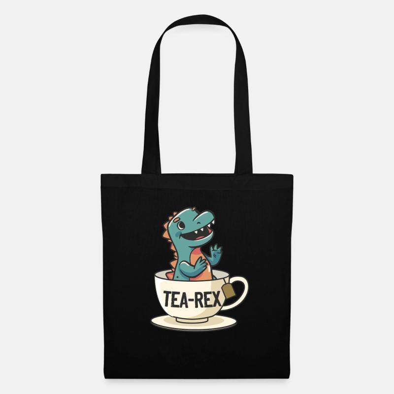 Funny Dinosaur Tea-Rex Dinosaur - Stoffbeutel - Schwarz