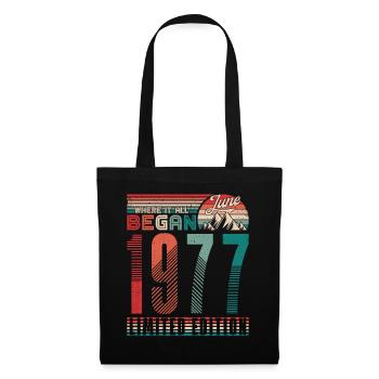 Anniversaire 1977 Vintage Juin Cadeau Rétro - Sac en tissu - noir - Devant