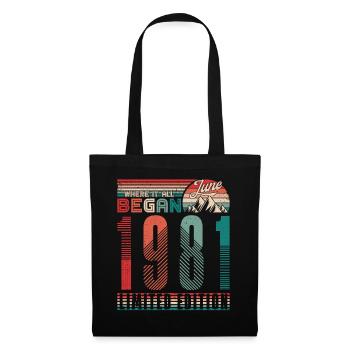 Anniversaire 1981 Vintage Juin Cadeau Rétro - Sac en tissu - noir - Devant