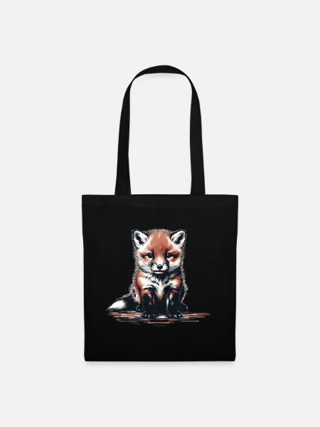 Fuchs Füchse Füchsin - Stoffbeutel - Schwarz