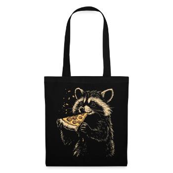 Raton laveur mangeant de la pizza - Sac en tissu - noir - Devant