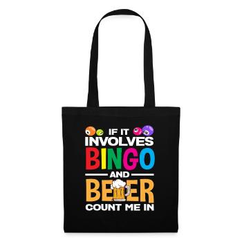 Wenn Es Bingo Und Bier Gibt Zähl Mich Ein - Stoffbeutel - Schwarz - Vorne
