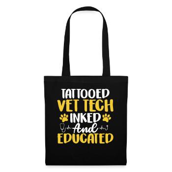 Inked And Educated Funny Veterinary Medicine Vet - Tote Bag - black - Front