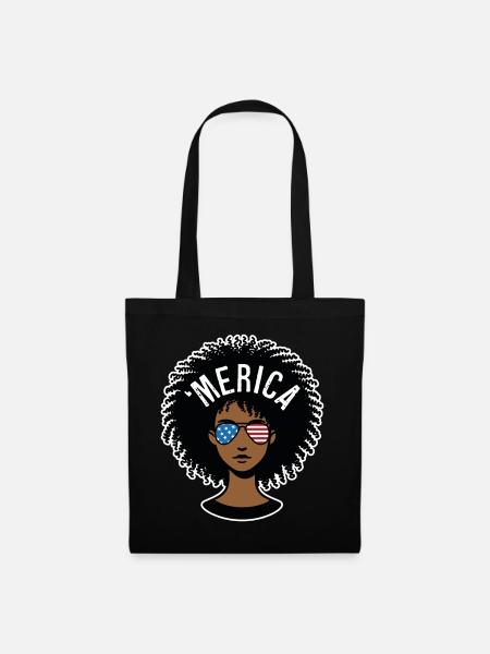"merica Afro - Stoffbeutel - Schwarz