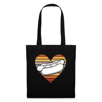 Retro Heart Hot Dog Lover - Tote Bag - black - Front