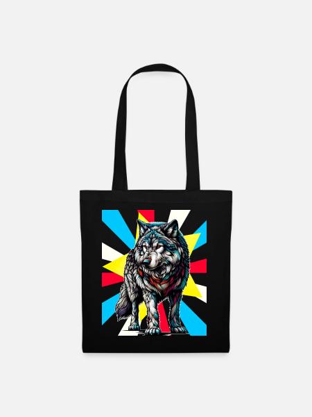 Wolf Wölfe Tattoo - Stoffbeutel - Schwarz