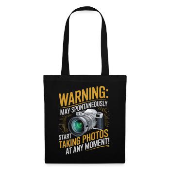 Warning: May spontaneously start taking photos at - Tote Bag - black - Front
