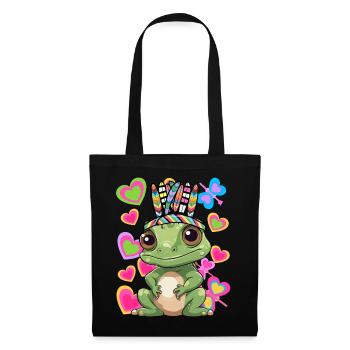 Hippie Frog Frogs Kids Child Baby - Tote Bag - black - Front