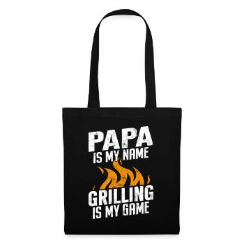 Papa Is My Name Grilling Is My Game Funny Dad BBQ - Tote Bag - black - Front