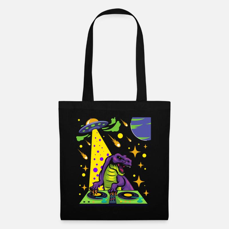 Dinosaurier Mit Retro Vintage Nerd Geek Dino T-Rex - Stoffbeutel - Schwarz