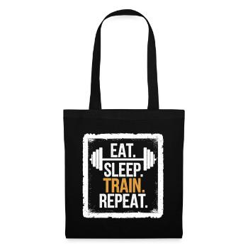 Eat Sleep Train Repeat – Chemise de fitness et de gym - Sac en tissu - noir - Devant
