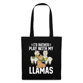 Llama Lover Alpaca Lover - I'd rather play with my - Tote Bag - black - Front