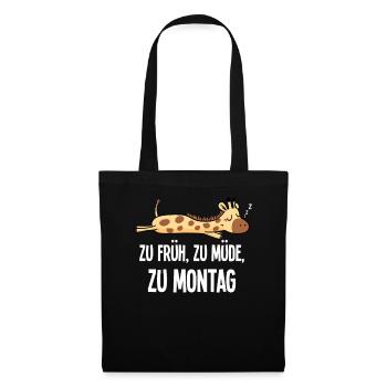 Girafe tôt au lundi matin Grouch cadeau - Sac en tissu - noir - Devant
