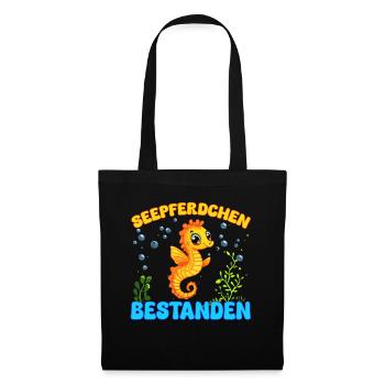 Mädchen Seepferdchen bestanden Kinder - Stoffbeutel - Schwarz - Vorne
