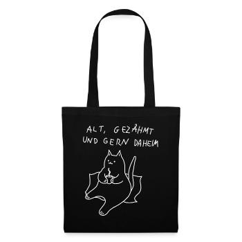 alt und gemütlich - katze spruch fauler kater - Stoffbeutel - Schwarz - Vorne
