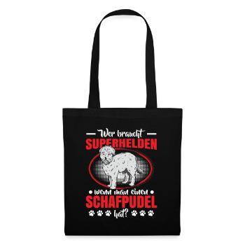 Schafpudel ist mein Held Altdeutscher Hütehund - Stoffbeutel - Schwarz - Vorne