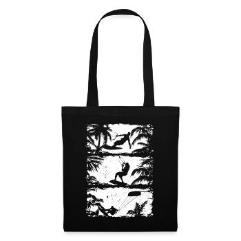 Kitesurfing Silhouette Kiteboarding Kitesurfer - Stoffbeutel - Schwarz - Vorne