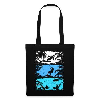 Kitesurfing Silhouette Kitesurfer Kiteboarding - Stoffbeutel - Schwarz - Vorne