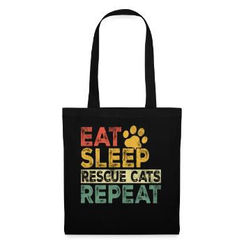 Eat Sleep Rescue Cats Repeat Retro Feral Cat - Stoffbeutel - Schwarz - Vorne