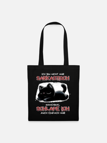Schlafende schwarze Katze mit Sarkasmus-Vibe - Stoffbeutel - Schwarz