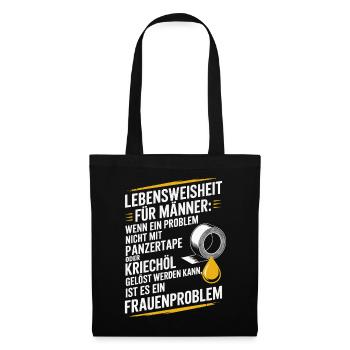 Lebensweisheit für Männer Werkstatt JGA Handwerker - Stoffbeutel - Schwarz - Vorne