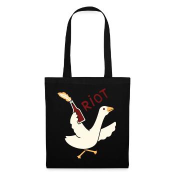 Rioting Goose T-Shirt – lustige und skurrile Grafik - Stoffbeutel - Schwarz - Vorne