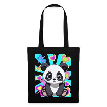 Panda Panda Ours Enfants Enfant Rétro Années 80 Années 90 Ours - Sac en tissu - noir - Devant