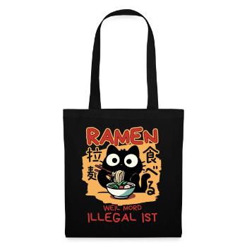 Ramen: Weil Mord illegal ist - Schwarze Katze - Stoffbeutel - Schwarz - Vorne